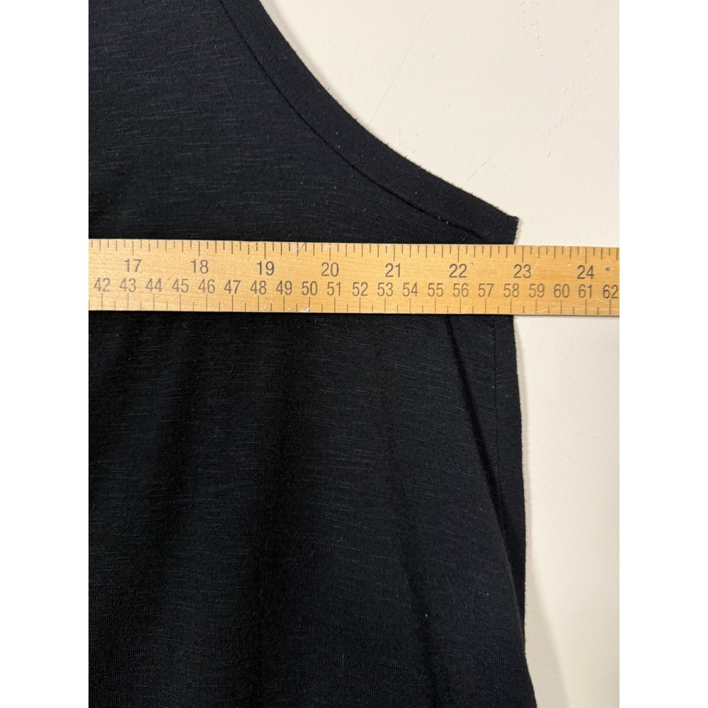 Womens Black Tiered Babydoll Tank Top Sleeveless Keyhole Back Slub Knit - Picture 13 of 14